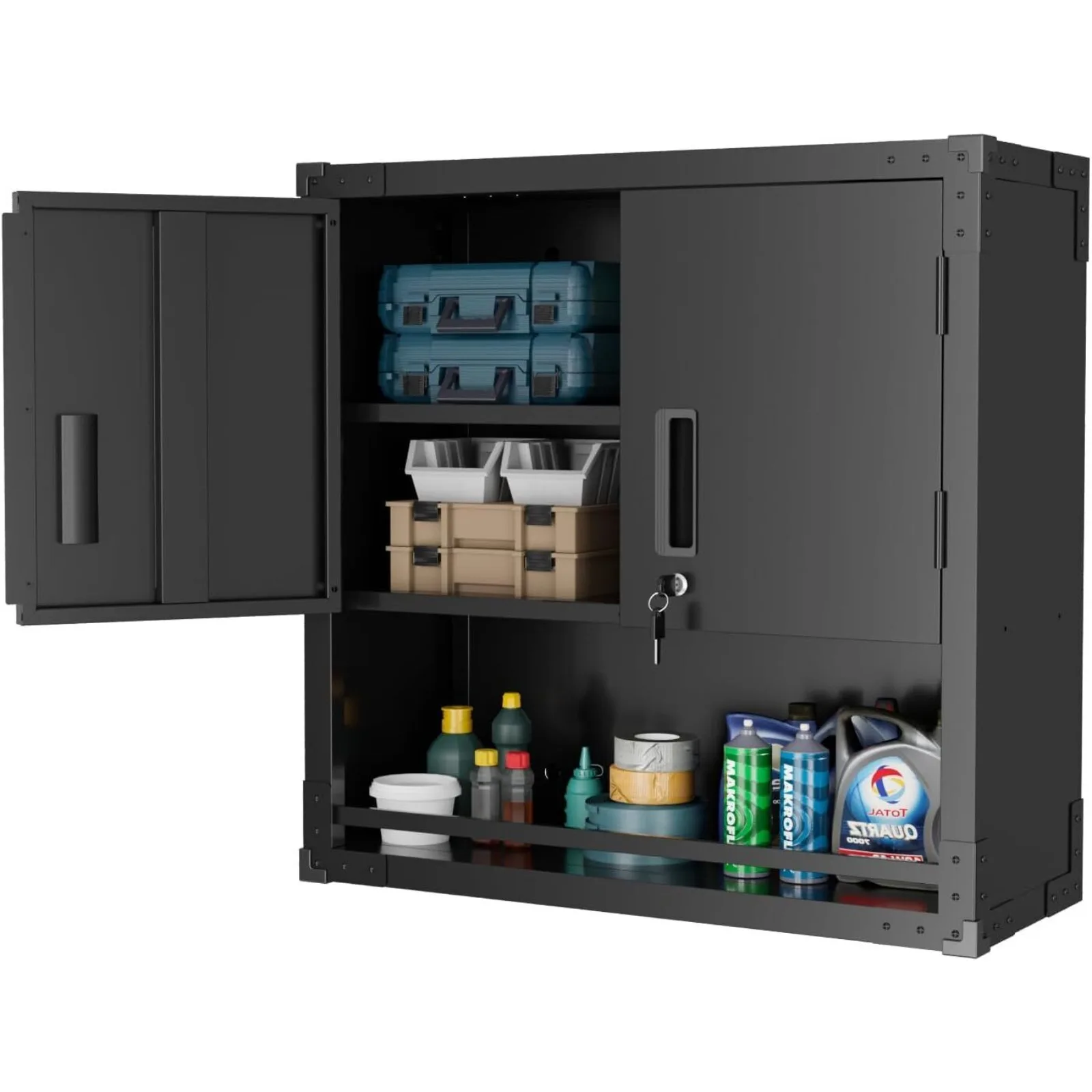 

Garage Wall Cabinet with Locking Doors and Adjustable Shelf, Metal Wall Cabinet