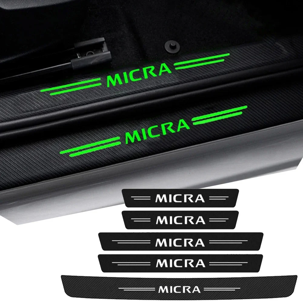 Luminous Tape Car Door Sill Trunk Bumper Stickers for Nissan Micra Logo Emblem Night Light Threshold Protector Glowing Pedal