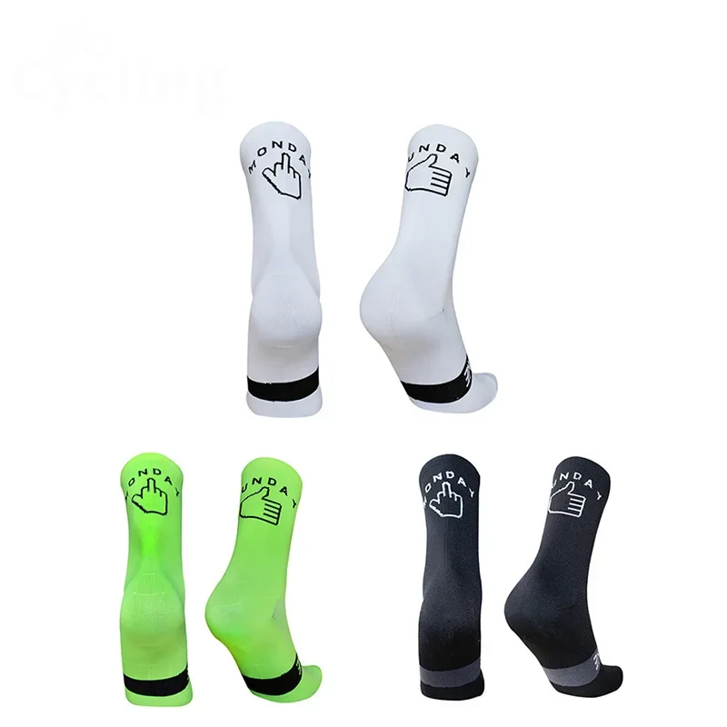 Chaussettes de sport respirantes pour hommes et femmes, chaussettes de cyclisme, chaussettes de vélo, chaussettes de course sur route, chaussettes de vélo, nouveau lundi, dimanche