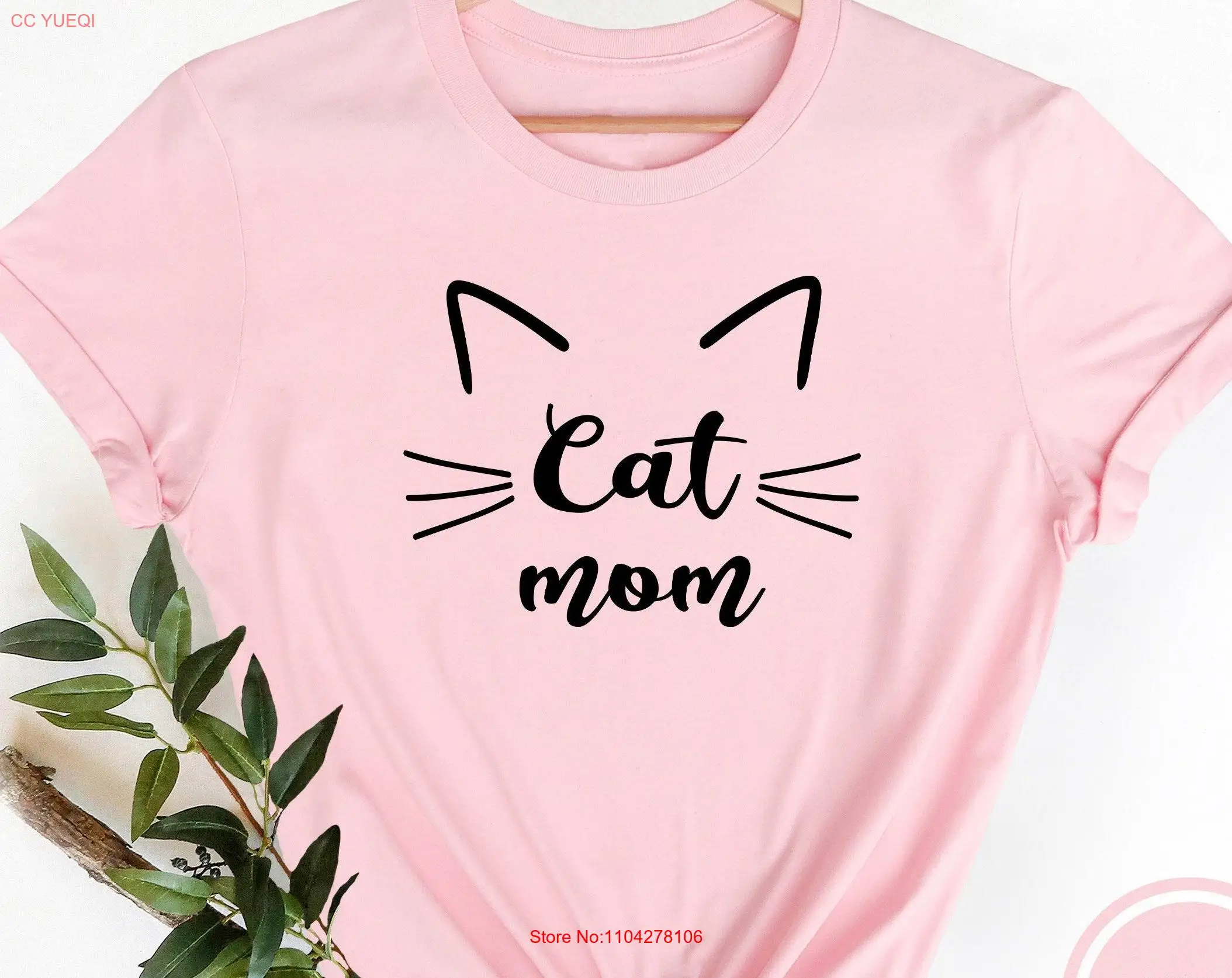 تي شيرت Cat Mom Lover Mama Owner Kitten لعيد الأم بأكمام طويلة أو قصيرة