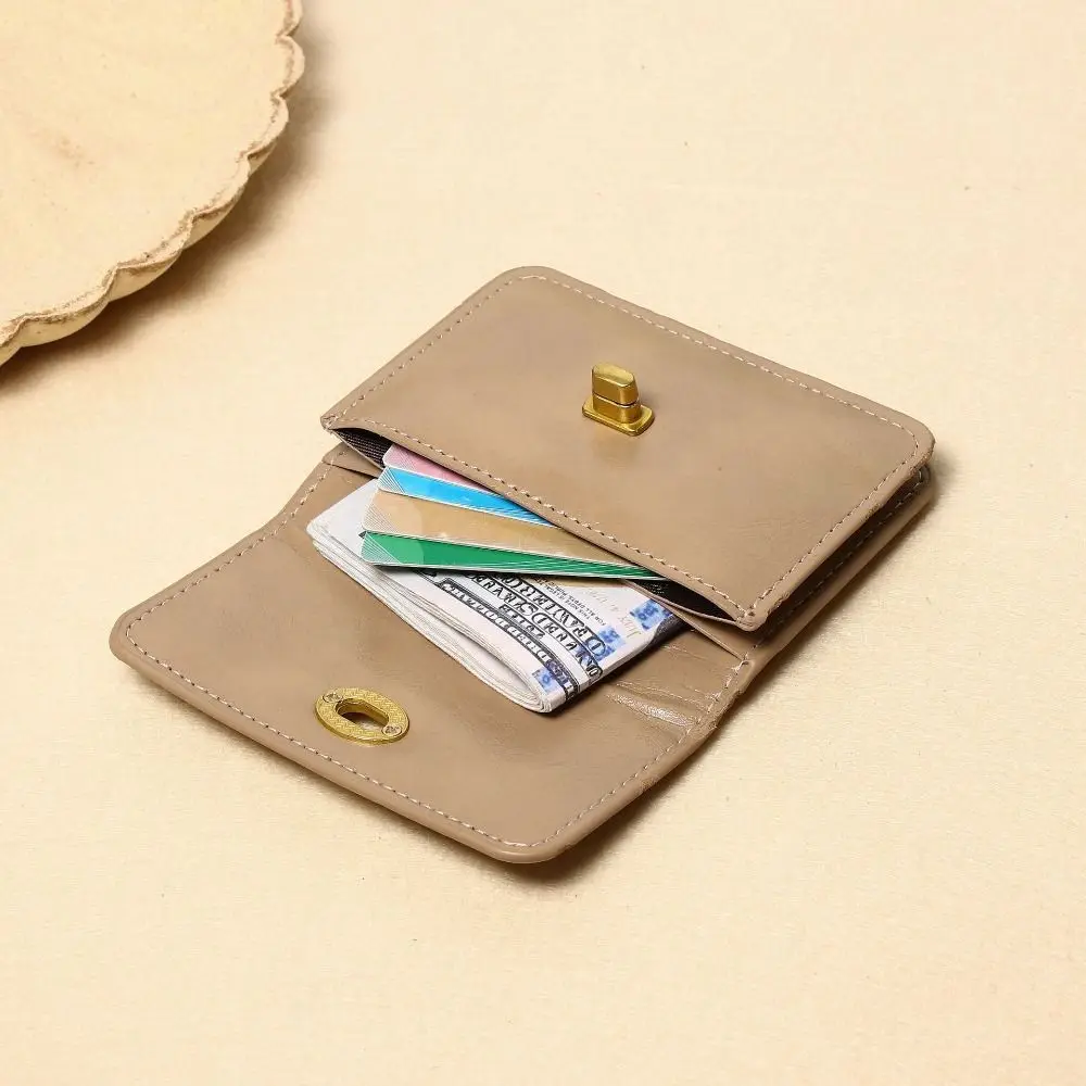

Fashion PU Leather Short Wallet Lock Multi-card Pocket Money Bag Card Holder Women