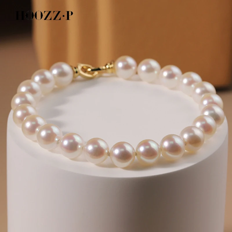 Akoya Pearl Bracelets For Women Natural 6.5-7mm Japanese Sea Cultured Pearls 14K Yellow Gold Gifts For Wedding Girl Women'S Gala