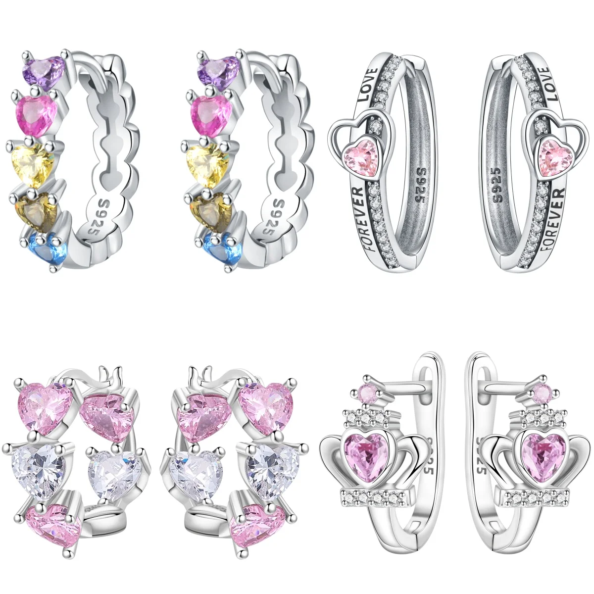 Orstarry S925 Sterling Silver Earring FOREVER Love Heart Earrings for Women Birthday Valentine's Day Gift Silver Jewelry