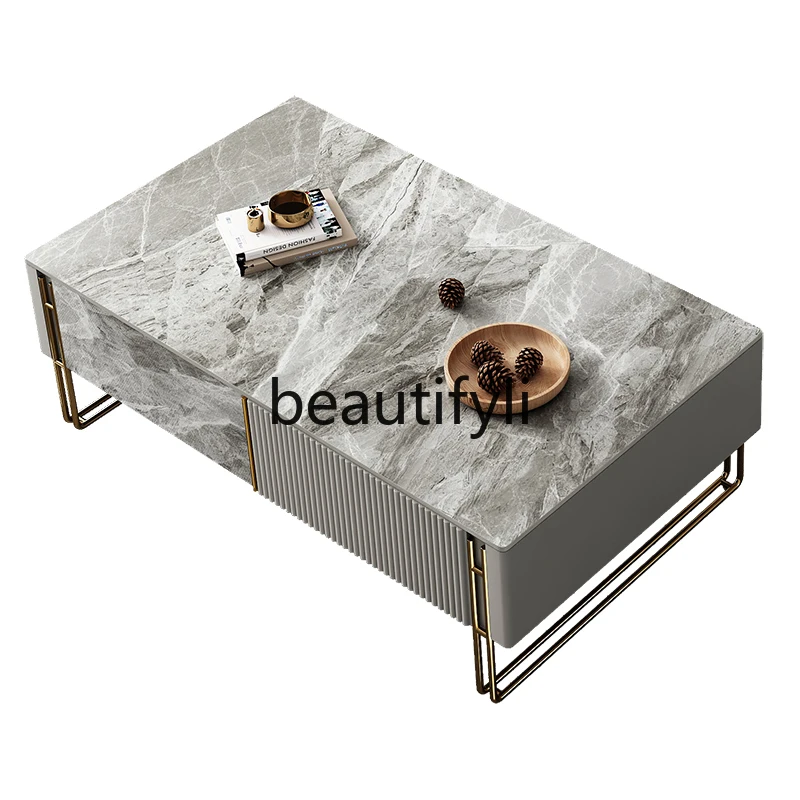 

Light luxury rock slab coffee table Italian style modern simple living room designer creative tea table home