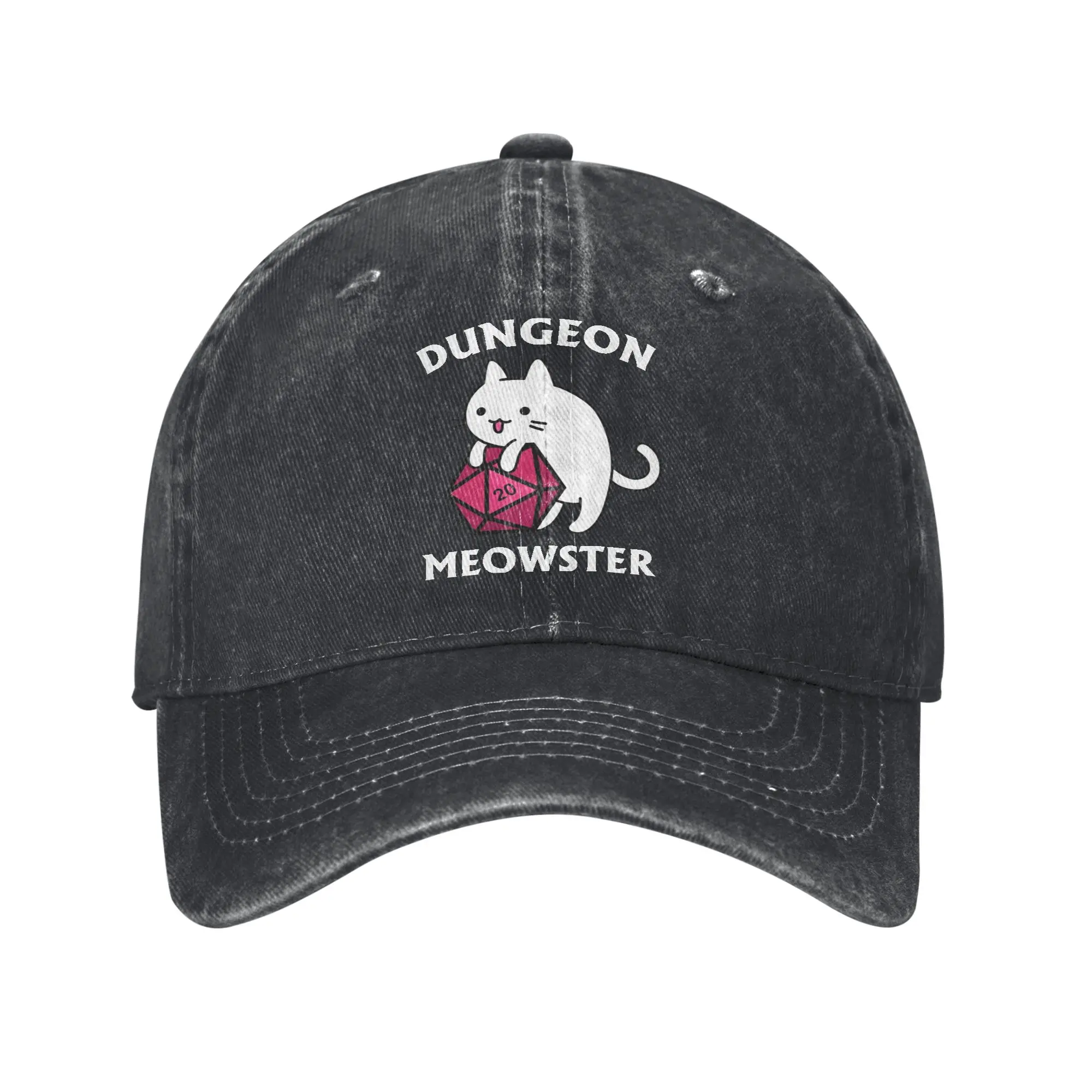 Vintage Dungeon and Dragon Meowster DnD Baseball Cap for Men Women Distressed Denim Sun Cap Travel  Adjustable Hats Cap