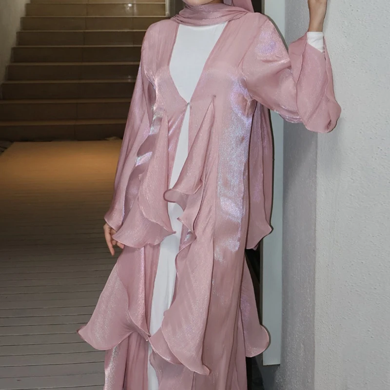 

Fashion Ruffles Solid Color Cardigans With hijab Casual Women Long Sleeve Loose Commute Coat Spring Summer 2026 New Ladies Coats