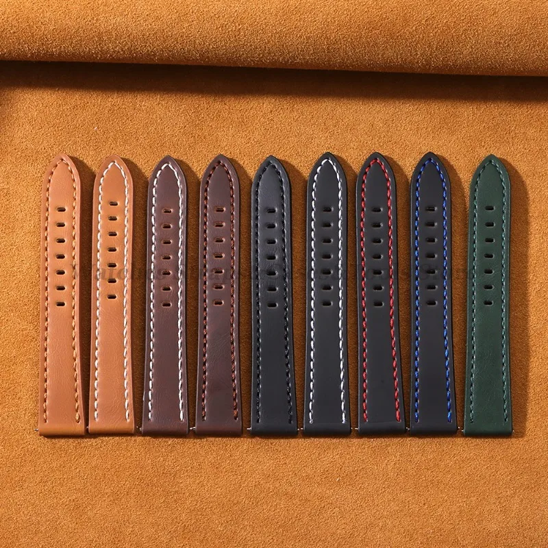 18mm 20mm 22mm 24mm Retro Leather Watchband for Huawei Watch GT 4 46mm for Omega Quick Release Dark Brown Men Universal Bracelet