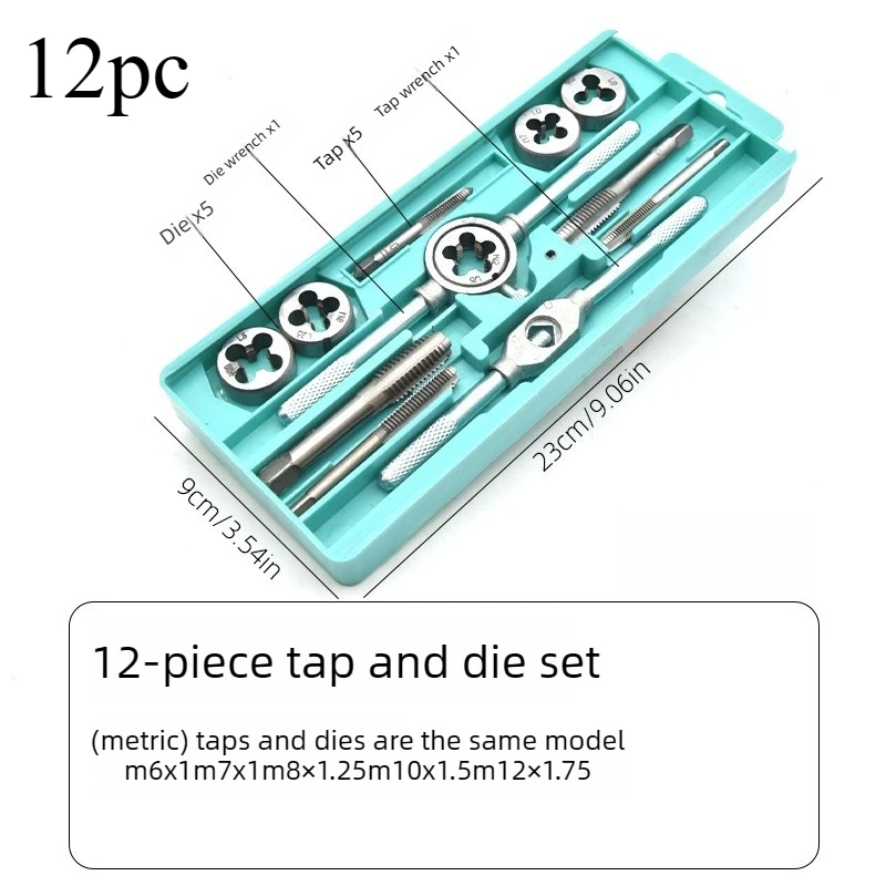 

12/20Pcs Hand Tap and Die Set M3-M12 Screw Thread Plugs Straight Taper Reamer Tools Hardware Tool Portable Universal