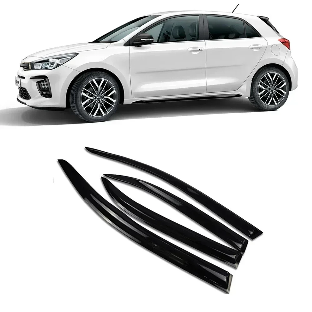 Window Vent Visor Wind Rain Sun Shade Smoke Guard Shelter Raincoat For Kia Rio 4 Hatchback Sedan 2018 2019 2020 2021+ Body Kit