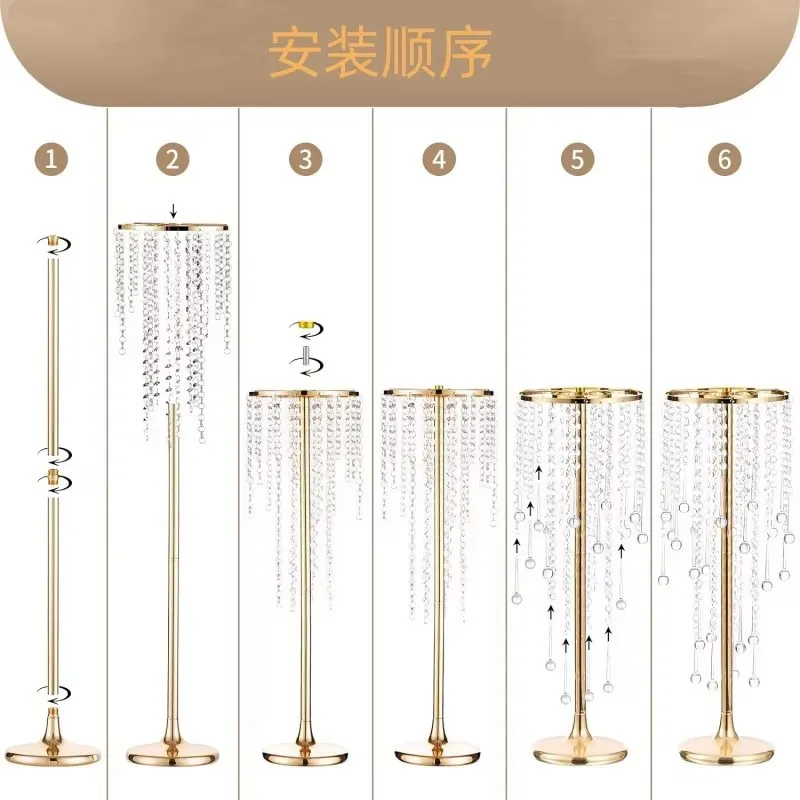 Goldene Vase als Hochzeitstisch-Mittelstück, Outdoor-Heimdekoration, Eleganter Blumenständer für besondere Anlässe – Detail 3