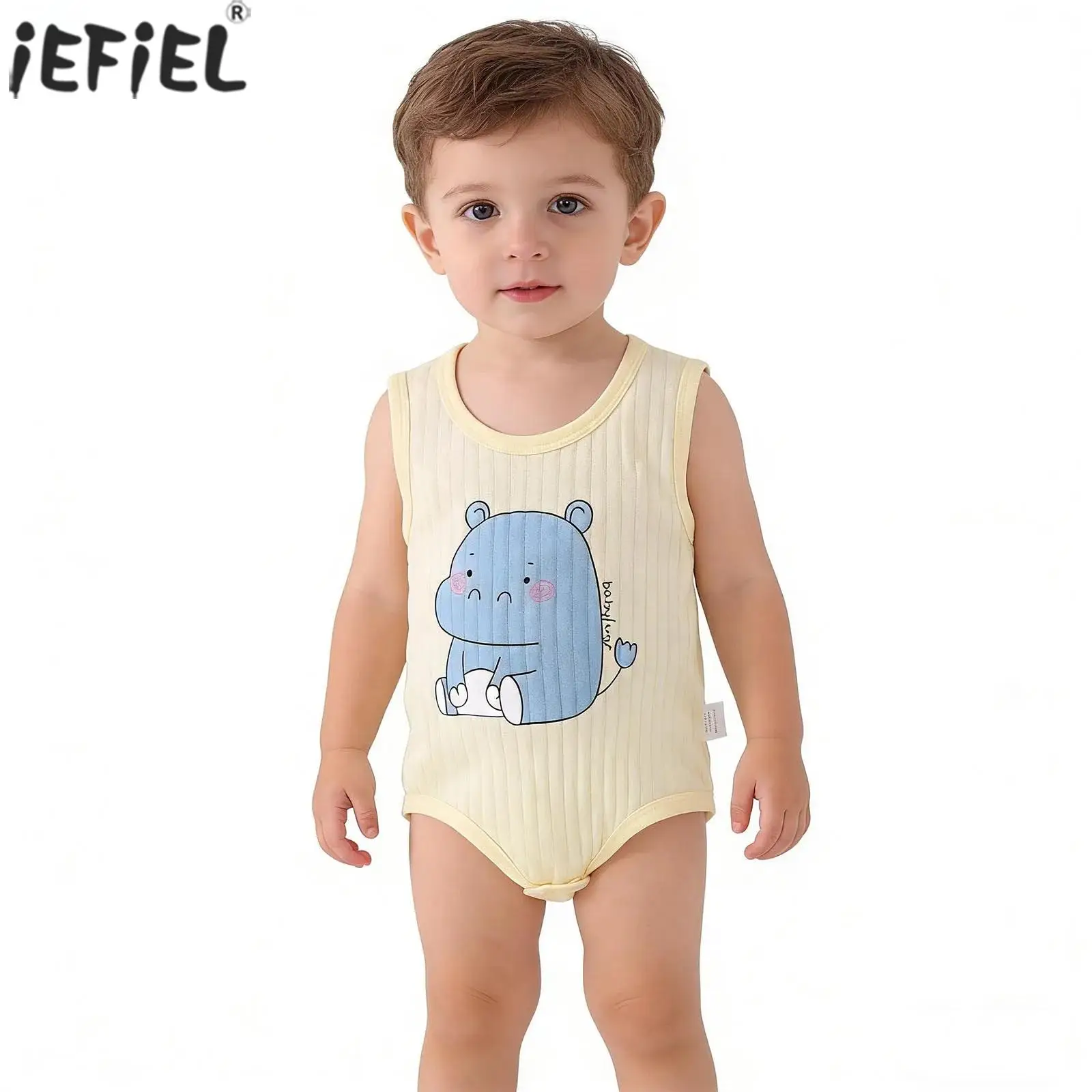 

Хлопковый комбинезон с милым принтом для маленьких мальчиков и девочек, трикотажный комбинезон без рукавов с круглым вырезом, летняя одежда для младенцев, повседневная домашняя одежда, одежда для сна