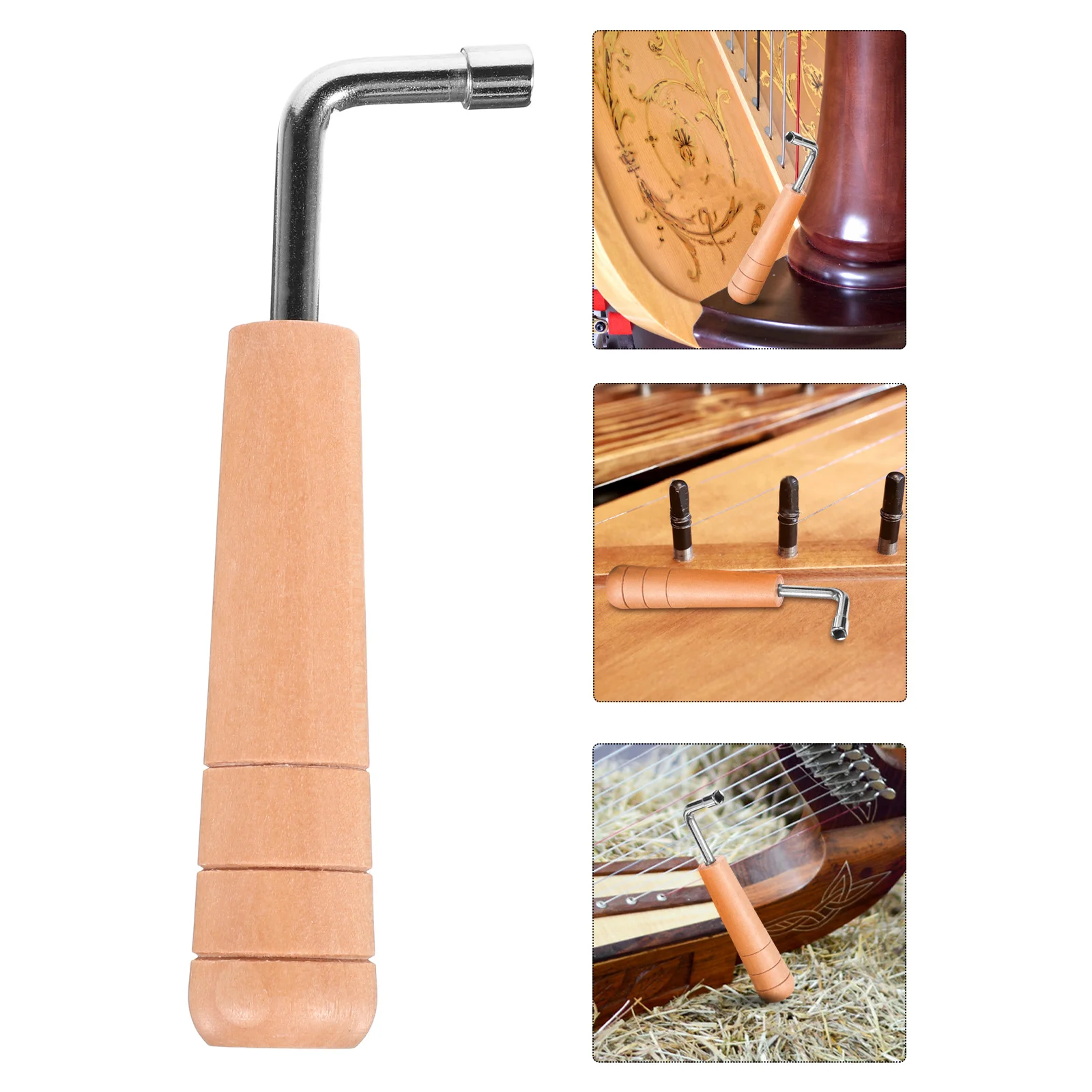 

Harp String Tuning Wrench Wood Handle L Shape Lyre Harp Adjustment Tool Tuning Hammer for Small Instruments L Shape Spanner