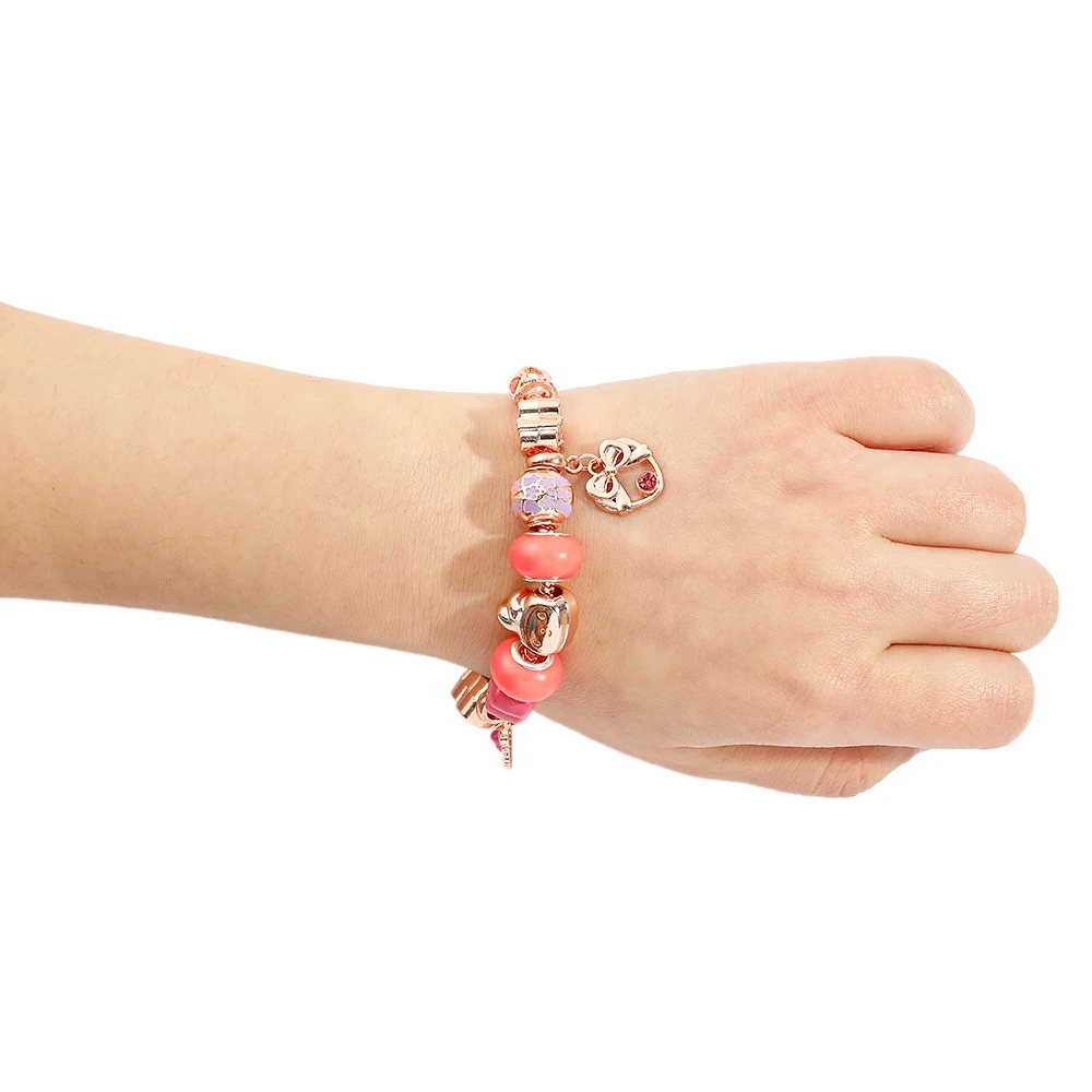 Anime carino My Melody braccialetto figura di cartone animato melodia fascino perline ciondolo braccialetto fai da te braccialetto accessori Kawaii regali