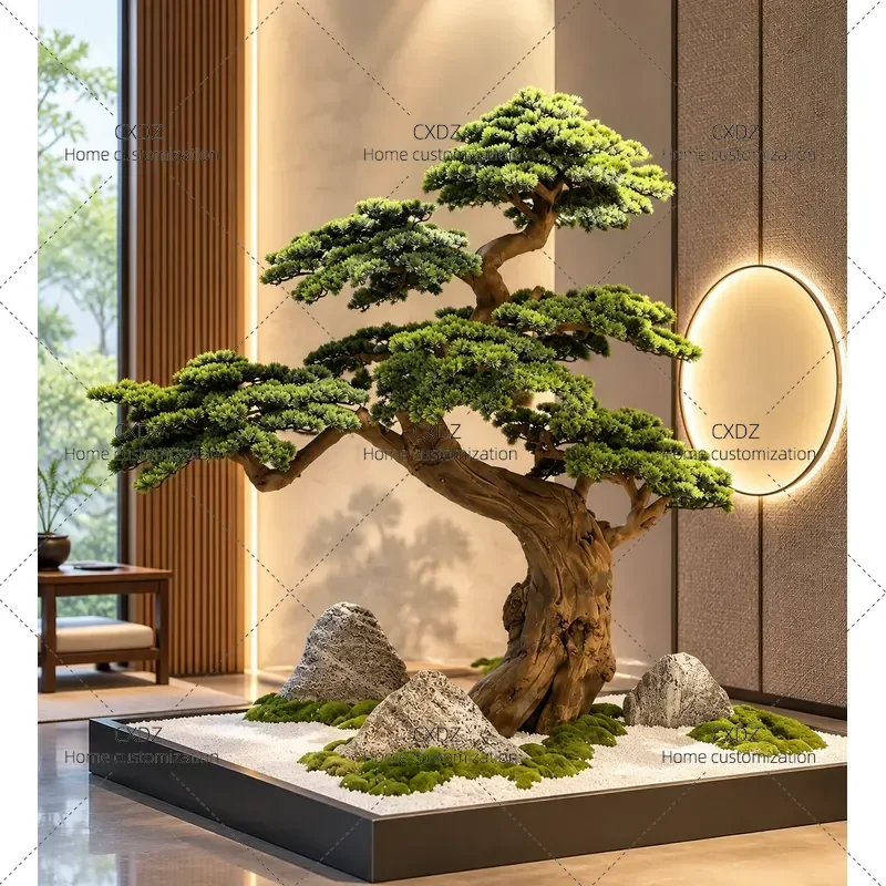 Simulation Carved Pine Tree Welcome Pine Indoor Floor Plant Bionic False Cypress Modeling Tree for Home Decor
