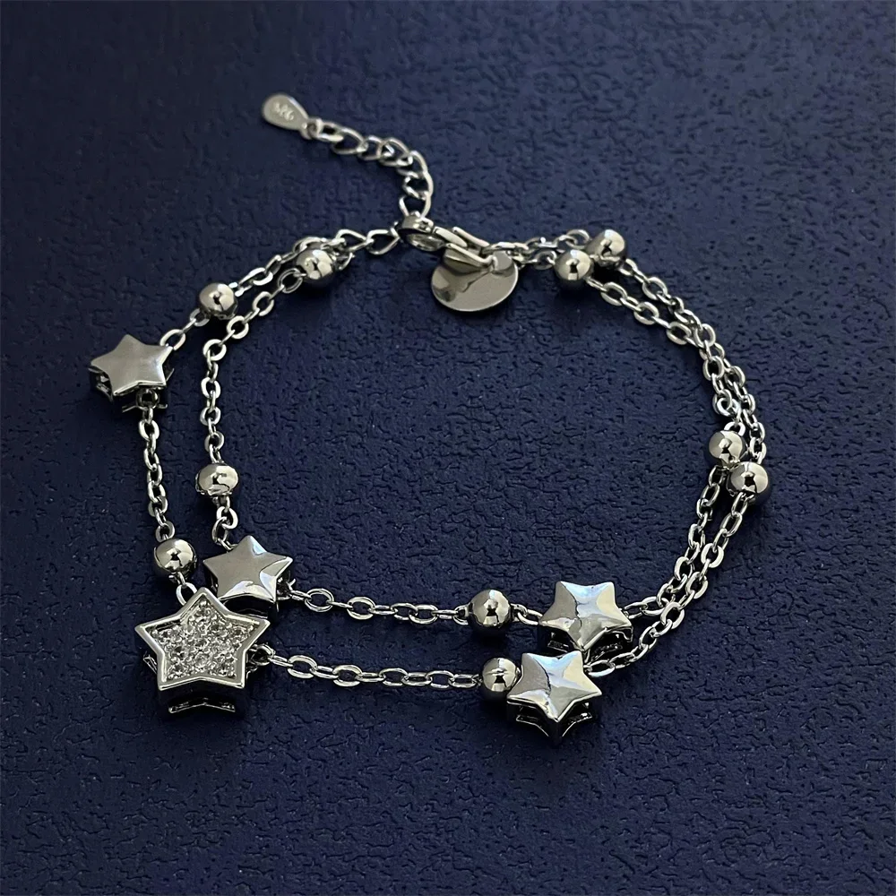 S925 Sterling Silver Bracelet Exquisite Star Beads Charm Women Fashion Wedding Party Gift Jewelry