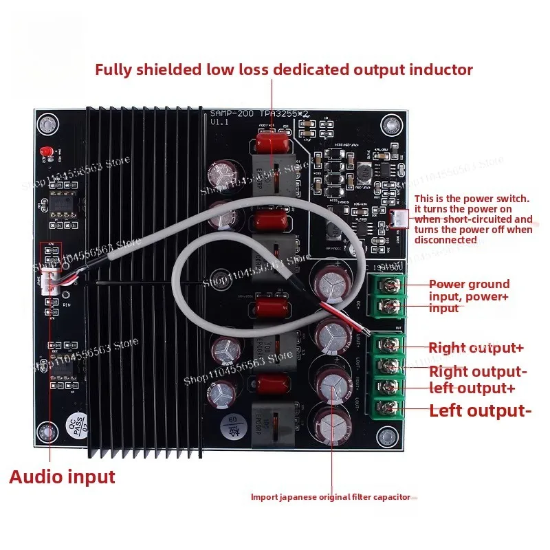 Dual TPA3255 Hi-Fi High Power Class D Amplifier Board, DIY Dual Channel 600W+600W Stereo Module