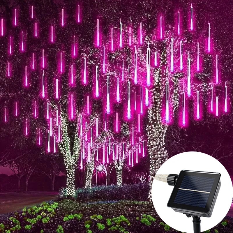 

Outdoor Street Garland Christmas Decoration 30/50cm 8 Tubes Solar LED Meteor Shower Light Holiday String Lamp Fairy Garden Decor