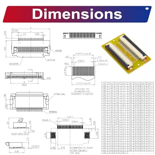 Cable plano Flexible de 0,5mm y conector de extensión, Kit de adaptador pin a Pin 4/6/8/10/12/14/16/20/30/40 pines PCB (0,5mm-Kit de placa)