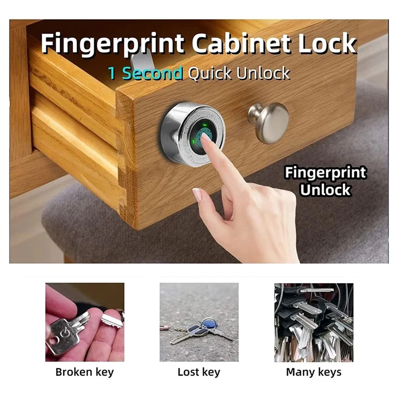 A23F-Smart Fingerprint Drawer Lock - Electronic Double Door Cabinet Security Suitable For Wardrobes Shoe Cabinets Mailboxes