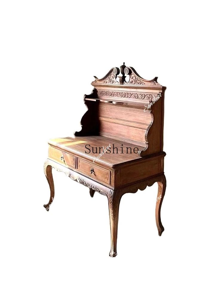 

Medieval solid wood carving flower dining side B & B Antique French display tea storage coffee cabinet FT