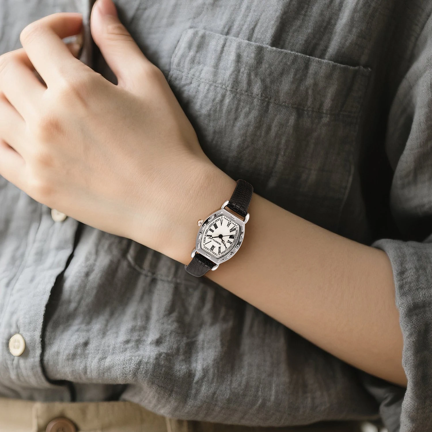 

Универсальный простой повседневный женский кварцевый ремешок с кожаным ремешком