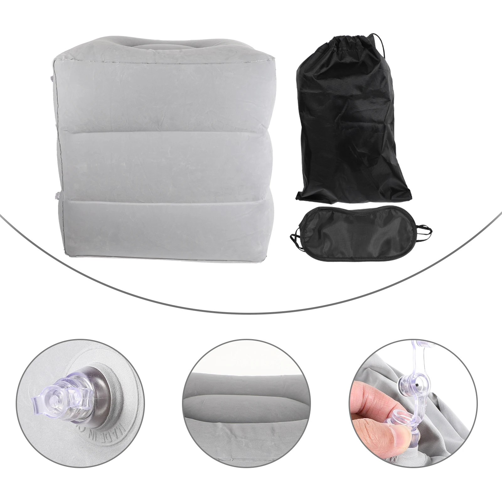 

1pc Inflatable Footrest Pillow Adjustable Foldable Travel Cushion Pvc Flocking Material Elevating Stool Outdoor Furniture
