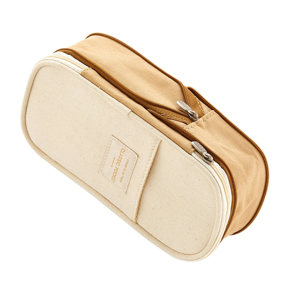 

Pencil Case Stationery Organizer Multiple Pockets Mesh Canvas Pen Box Zipper Large Capacity School Supplies Storage Bag