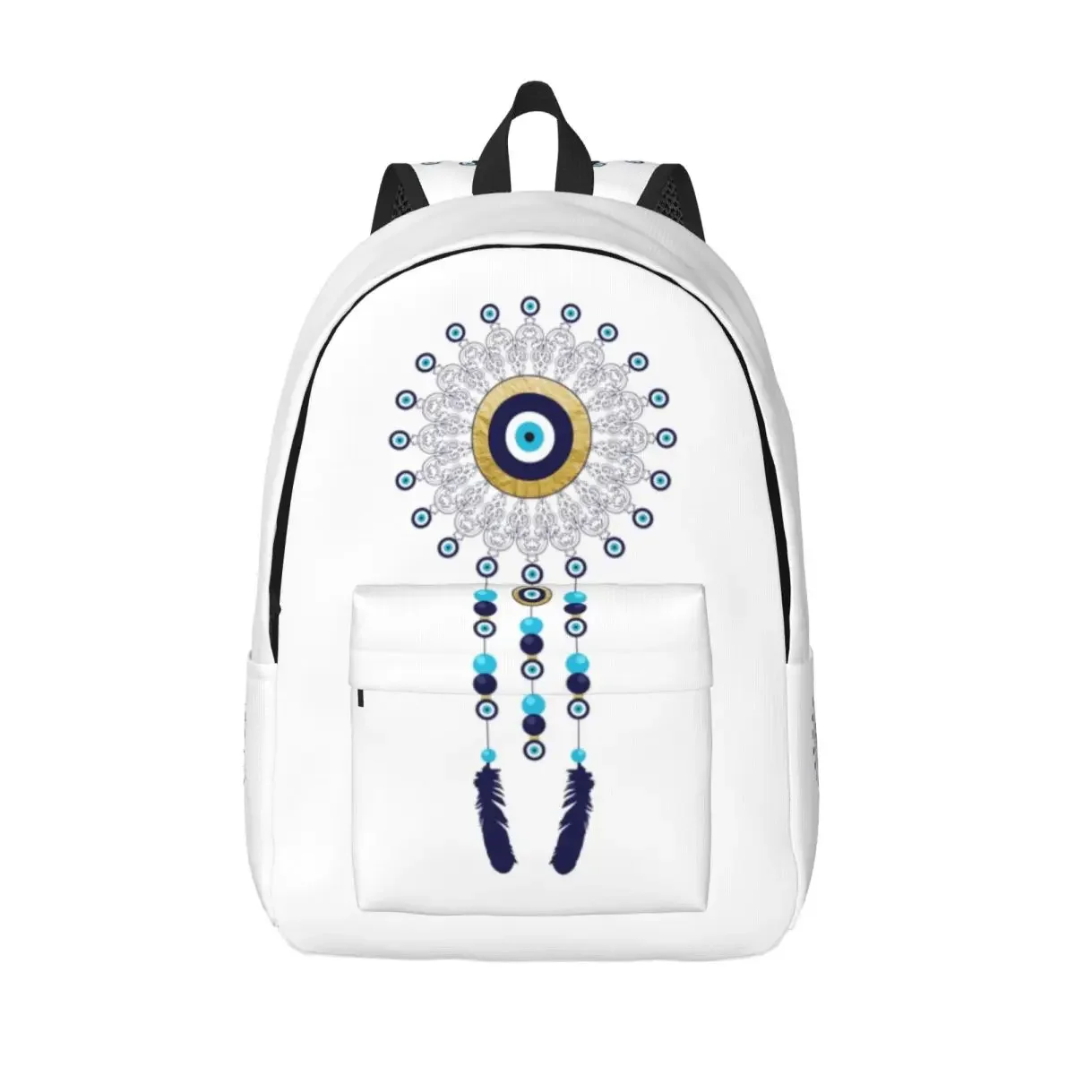 

Boho Chic Evil Eye Mandala Dream Catcher Canvas Backpack for Women Men College School Students Bookbag Hamsa Nazar Bohemian Bags