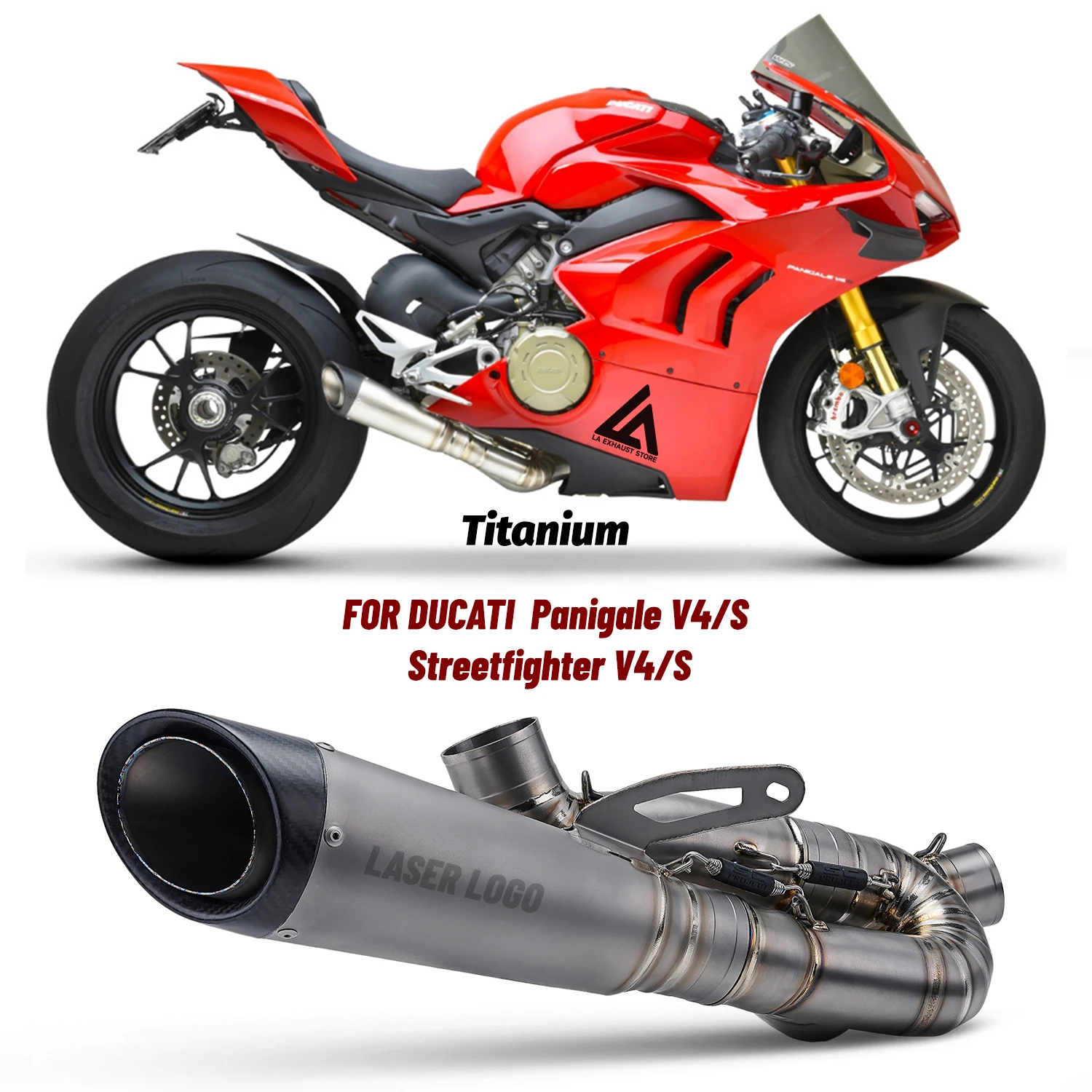 

For Panigale V4/S Streetfighter V4/S Motorcycle Exhaust Escape Modified Ti Alloy Middle link Pipe SC Muffler For V4 V4S 2018-24