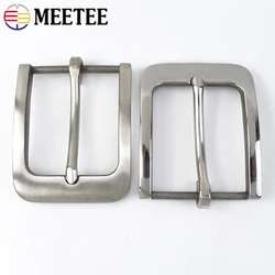 1Pc Meetee 40mm Solid Stainless Steel Belt Buckles Brushed Pin Buckle Metal Belts Head DIY Cowboy Jeans Accessories Crafts