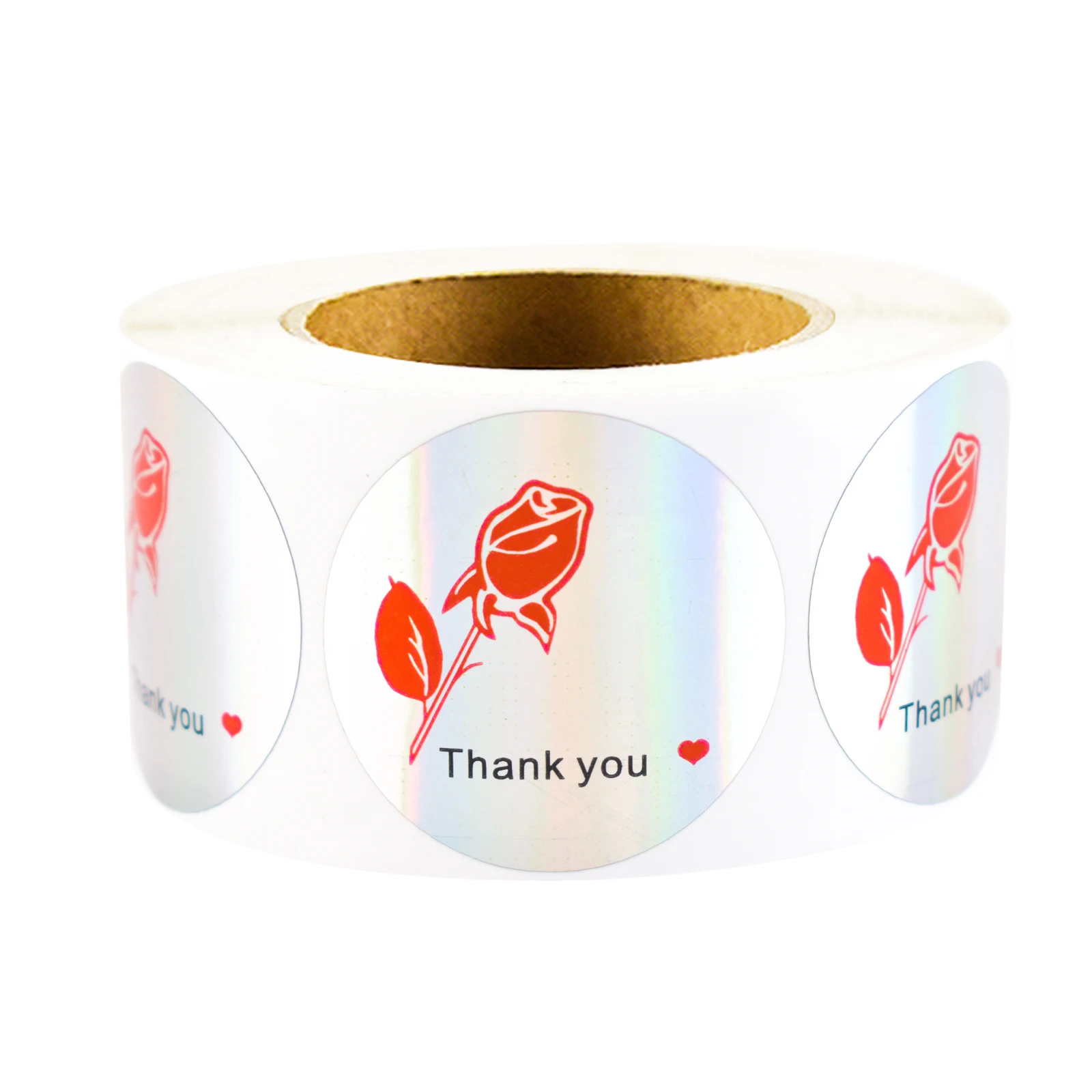 

250Pcs 1.5in Holographic Red Rose Thank You Label Decorative Stickers, Baking Handmade Decorative Stickers, Business Product Packaging Stickers, Gift Box Decorative Packaging Labels, Party Gift Decoration Stickers, Envelope Sealing Decoration Stickers