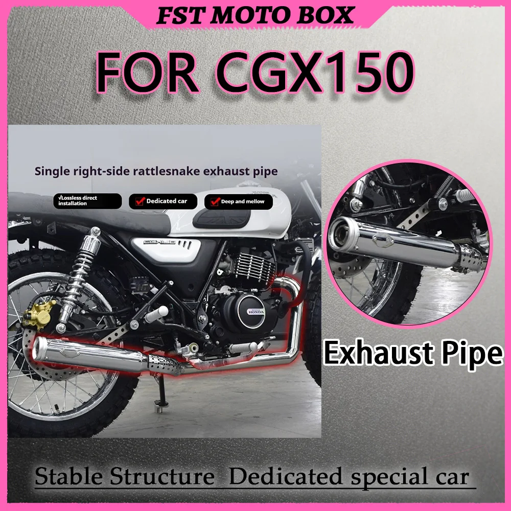 FOR Retro Vintage Full Exhaust Pipe for CGX150 Street Mod Accessories Heavy Bass Sound Optimized Flow Deep Sound Motorcycle Part