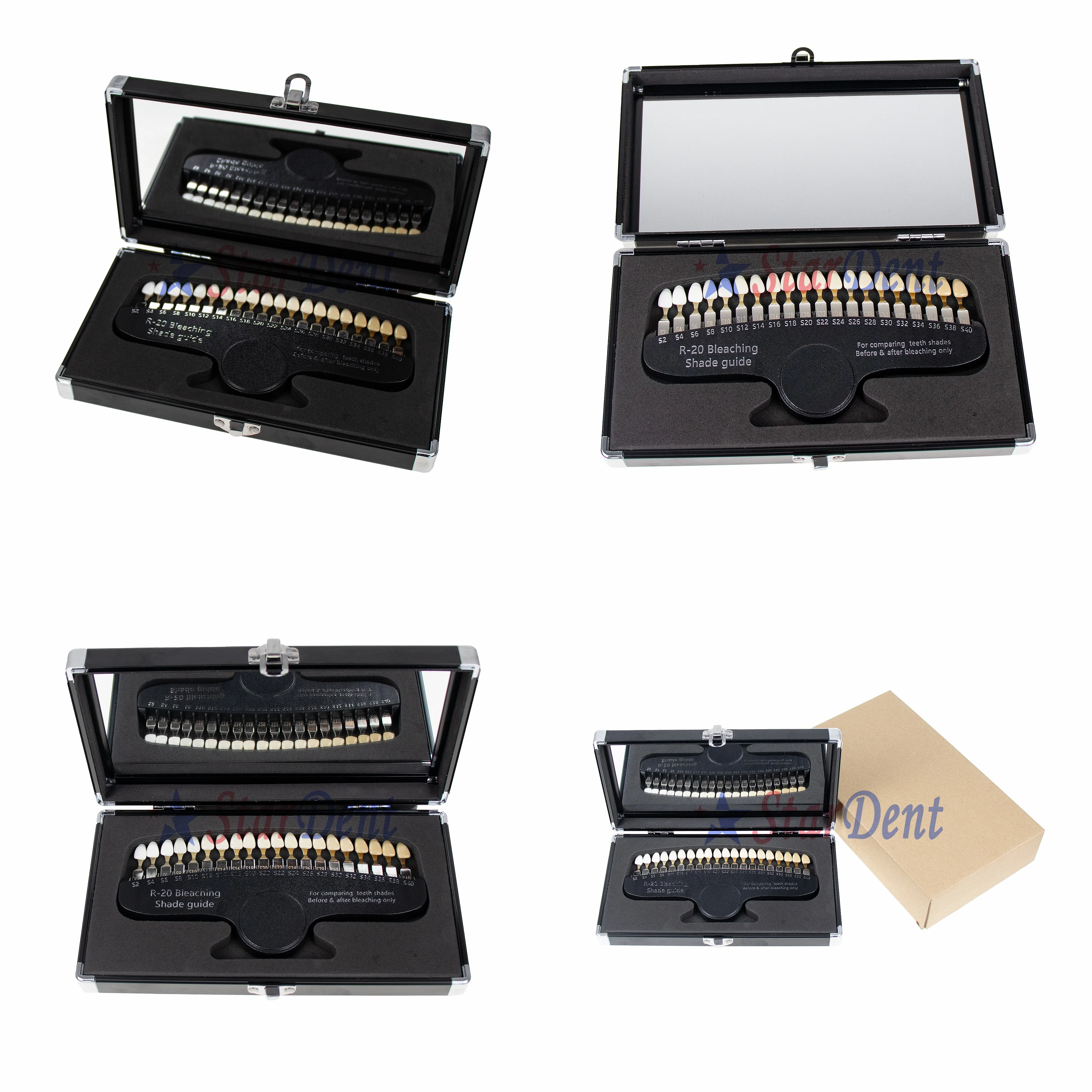 Teeth Whitening Shade Guide with Mirror for Comparing Tooth Color Before/After