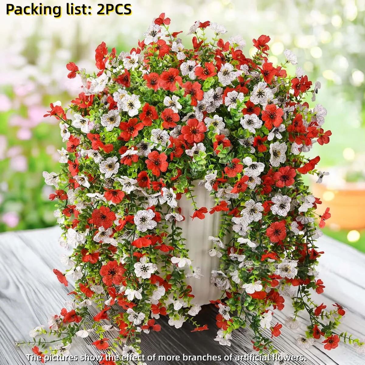 2 stuks UV-bestendig gemengde kleur hangende kunstbloemen planten realistische zijdeachtige lente zomer buiten decor voor thuis patio tuin