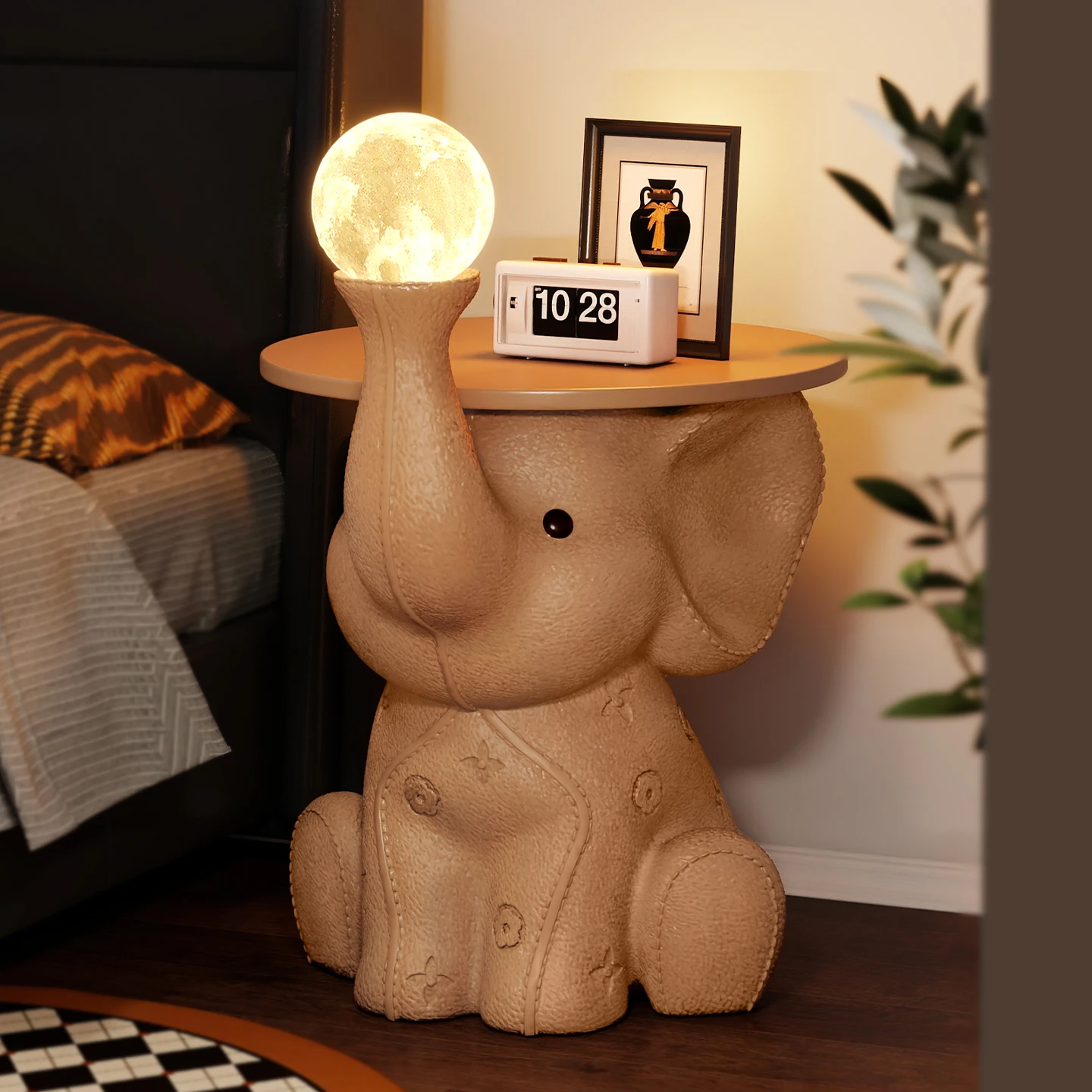 Creative Elephant Statue Side Table,Living Room Small Coffee Table,Bedroom Bedside Table,Cute Home Decor Furniture,Modern