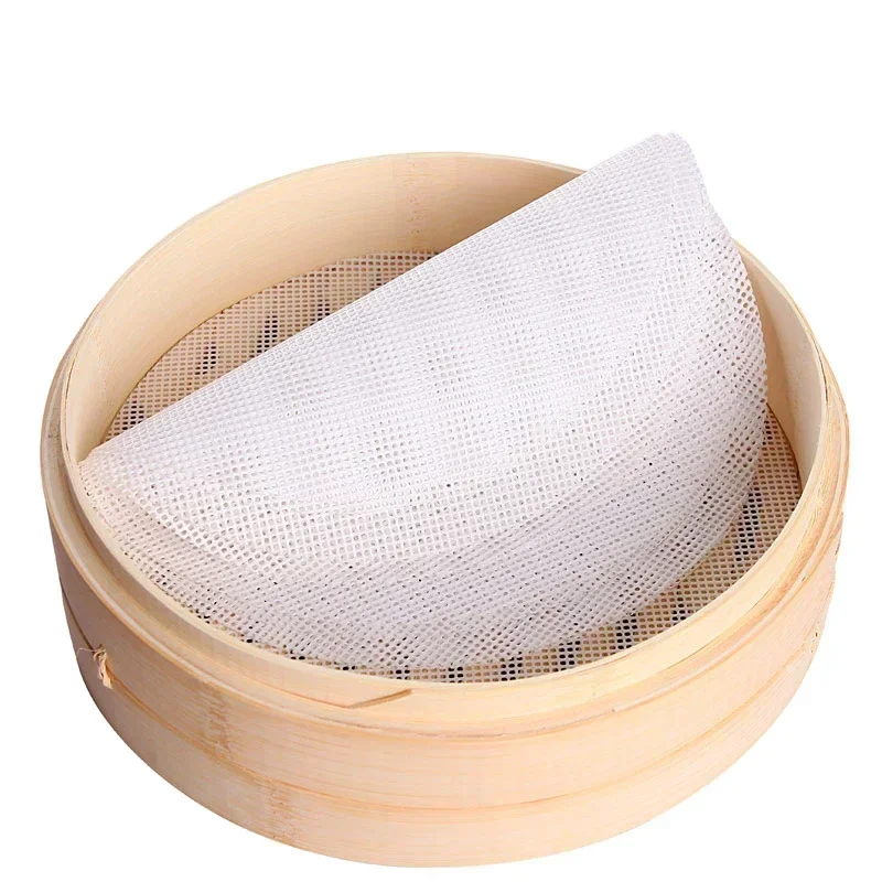 Non-Stick White Silicone silicone bamboo steamer baking mat Dim Sum Restaurant Kitchen Under Steamers Mat Cooking reusable Tools