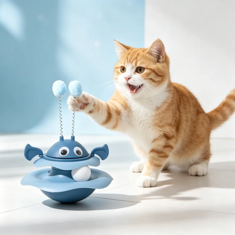Little Bee Tumbler Rotating Play Disk Cat Self-Entertainment Gadget Cat Turntable Bite-Resistant Scratching Teaser Toy
