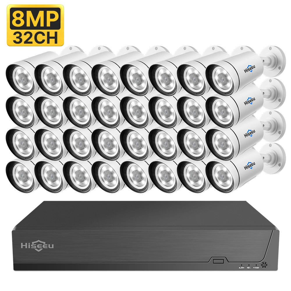 

4K 8MP POE Set Nvr 32-канальная система камер безопасности 2-стороннее аудио P2P H265 Kit De Camara De Seguridad
