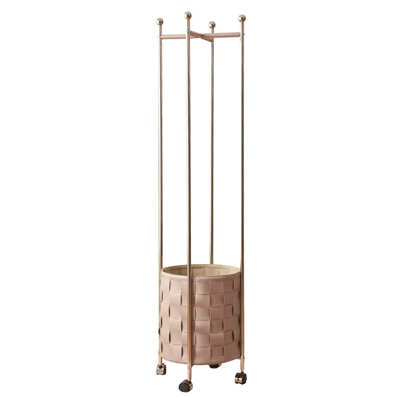 

Coat rack overnight clothes storage bedroom high-end saddle leather dirty clothes basket floor universal