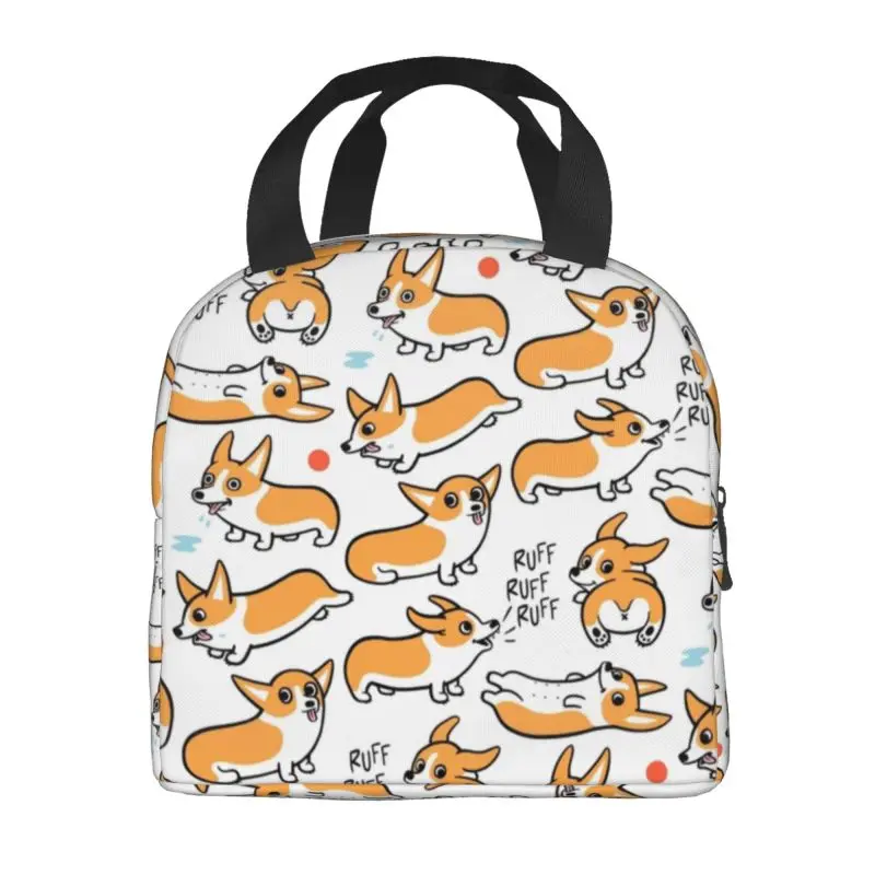 Cute Corgis Insulated Lunch Tote Bag for Women Welsh Corgi Dog Portable Cooler Thermal Bento Box Work School Travel