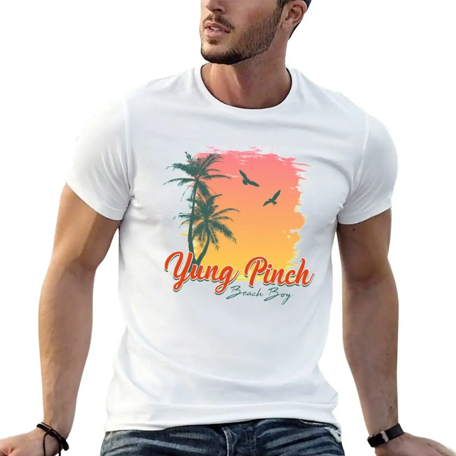 Yung Pinch - Beach Boy T-Shirt oversizeds boys whites cotton graphic tees tops mens designer clothes