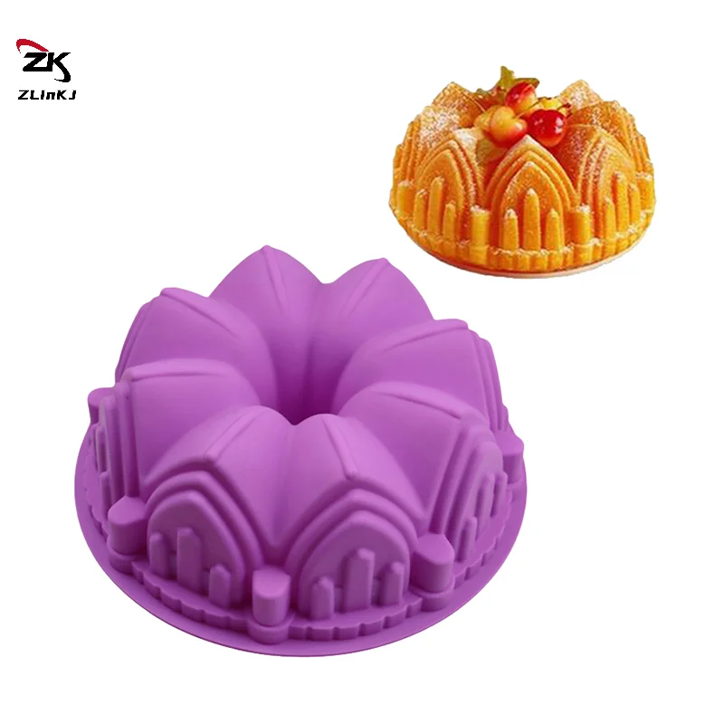 1Pc Big Crown Castle Shape Silicone Mold DIY 3D Birthday Cake Pan Decorating Tools DIY Baking Pastry Tool