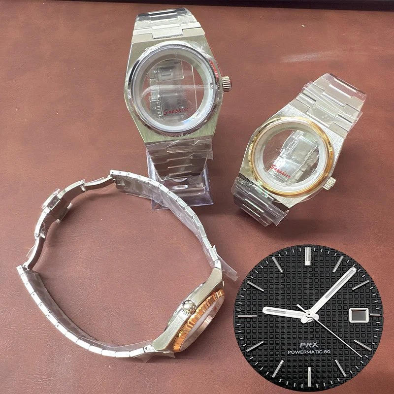 Mod PRX Super Player Case Sapphire Glass Watch Cases Fits NH35 NH36 4R35 Movement Transparent Back Cover PRX Watch Case Parts