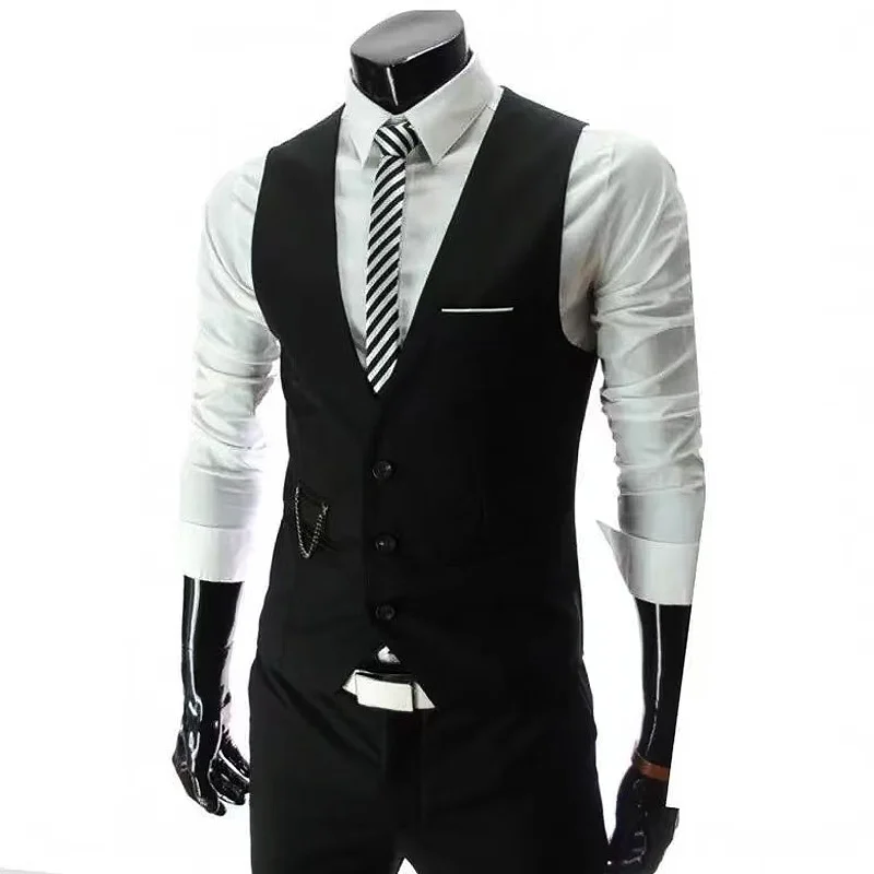 M-7XL Spring/summer Man Suit Vest Sleeveless Vest with Adjustable Waist Single Breasted Solid Color Business Suit Vest Wedding