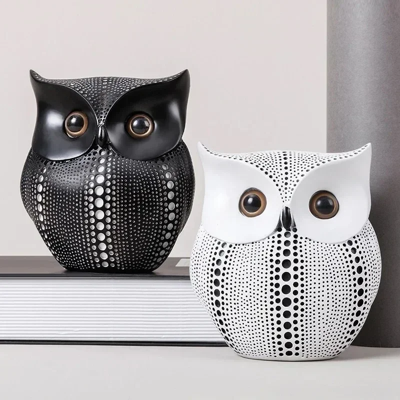 

Nordic Owl Statues Home Decoration Accessories Resin Animal Sculptures Decorative Bird Ornaments for Living Room TV Cabinet