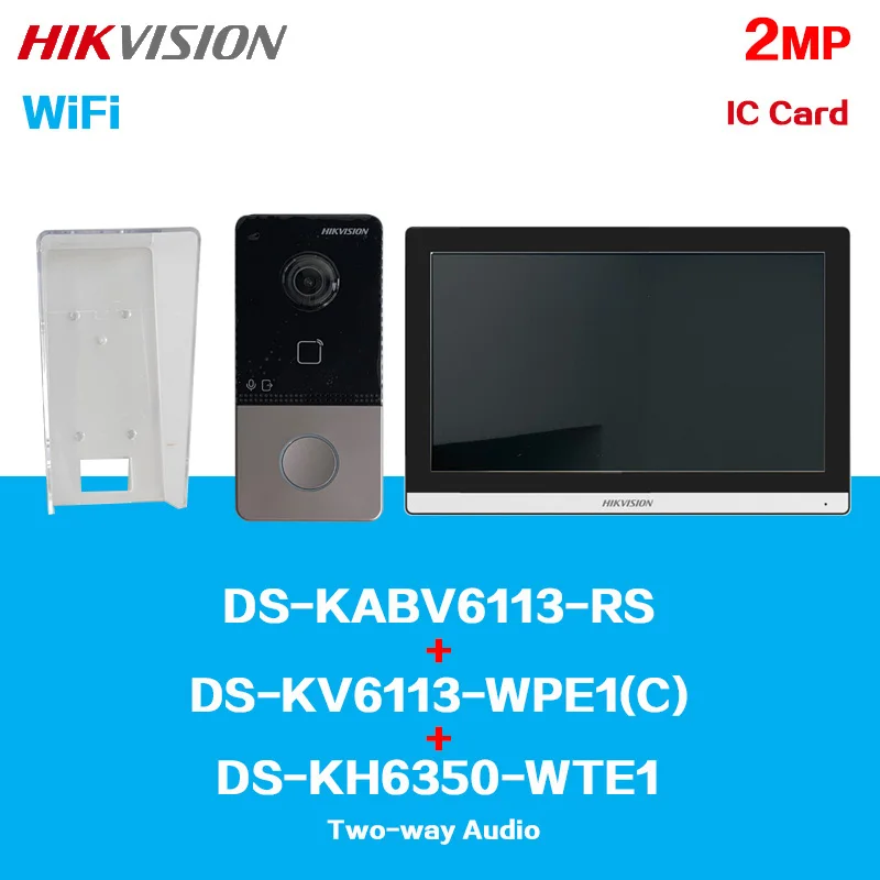 HIKVISION-Villa Video Intercoms Kit, Wi-Fi, Multi-Idiomas, DS-KV6113-WPE1(C), DS-KH6320-WTE1, DS-KH6350-WTE1, Áudio em dois sentidos