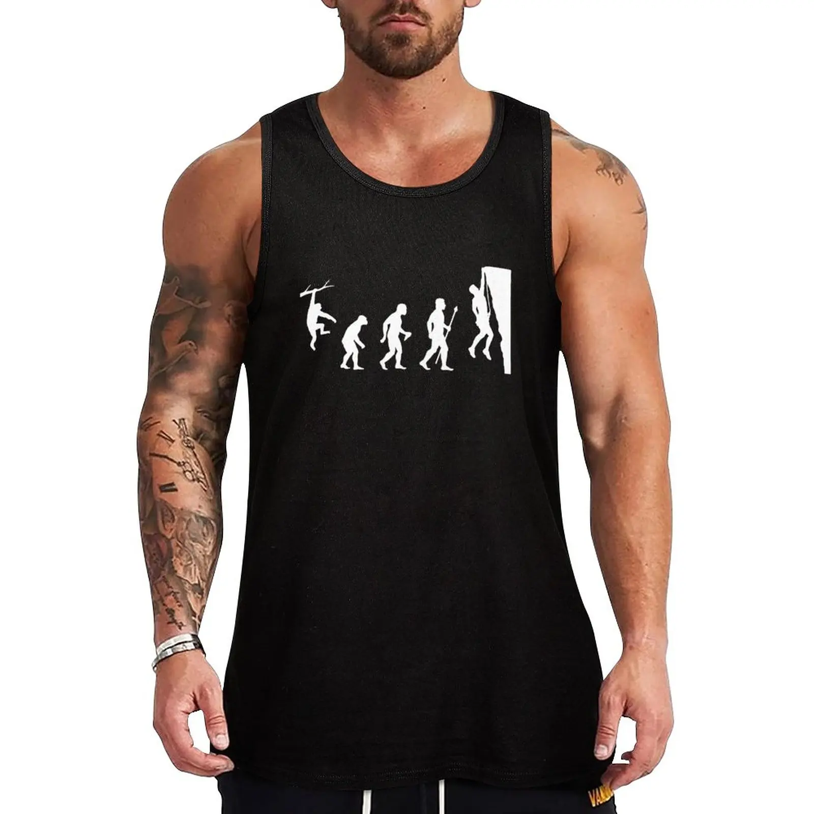 

New Funny Rock Climbing Evolution T Shirt Tank Top essentials Man gym clothes Men's tops