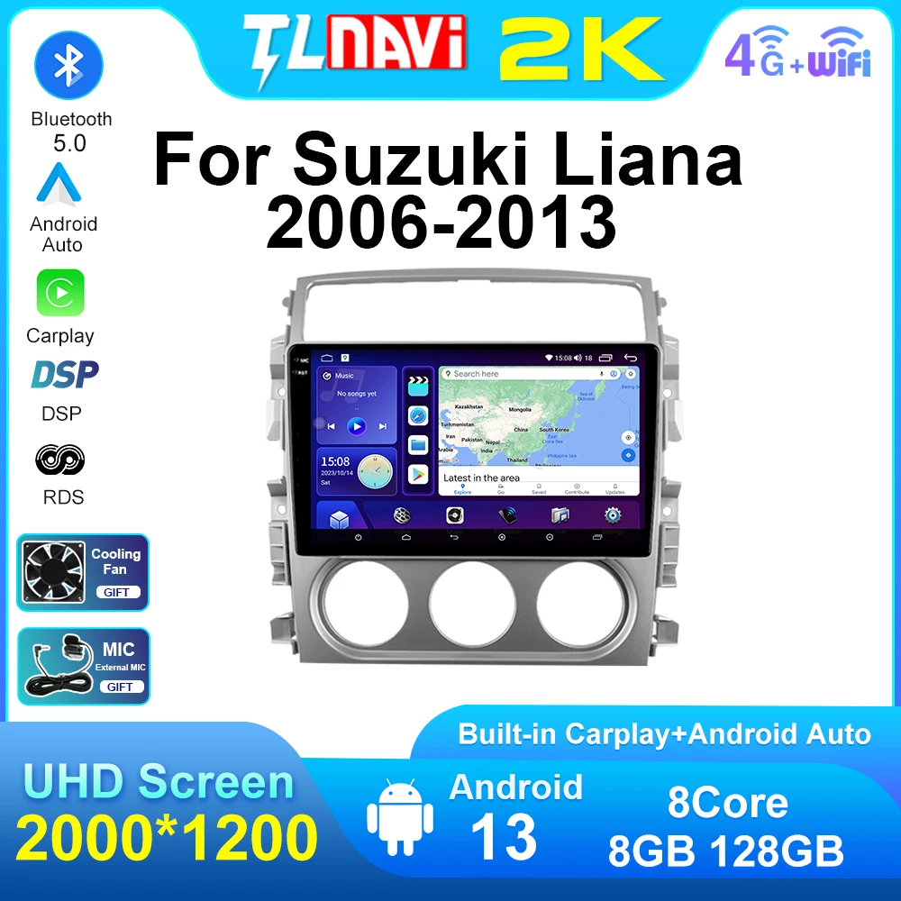 

Android 13 Multimedia Screen 9 Inch 8+128G For Suzuki LIANA 2006 - 2013 Car Radio GPS Navigation Audio Carplay Stereo System