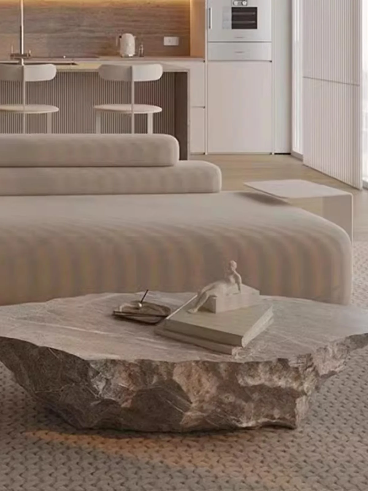 

Natural travertine retro coffee table cave stone coffee table