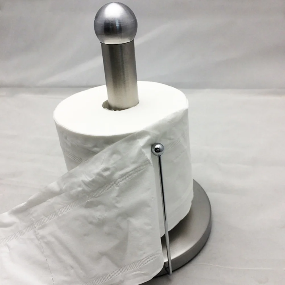 الفولاذ المقاوم للصدأ عمودي حامل الورق الملفوف سميكة الدائمة منشفة رف للمطبخ الحمام ورق التواليت تخزين المنظم #1